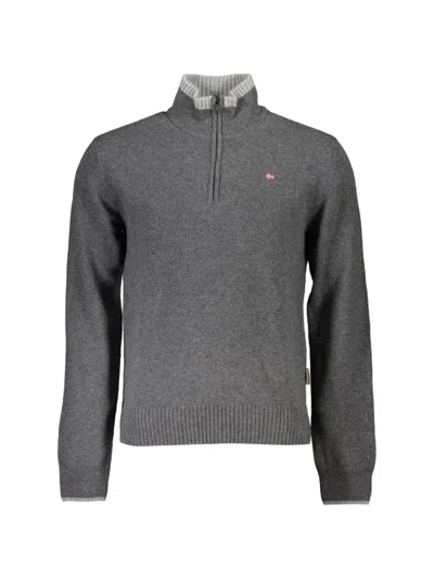 Napapijri Quarter-zip Mock-neck Sweater In Gray