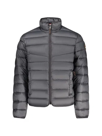 Napapijri Quilted Logo-patch Jacket In Gray