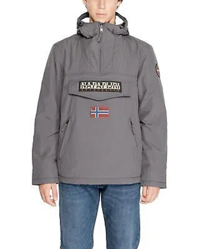 Pre-owned Napapijri Rainforest Jacket For Men - Water Resistant Windproof Lightweight In Grau