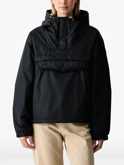 Napapijri Rainforest Optique Logo-embroidered Hooded Jacket In Black