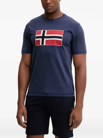 Napapijri Reflect Logo-print T-shirt In Blue
