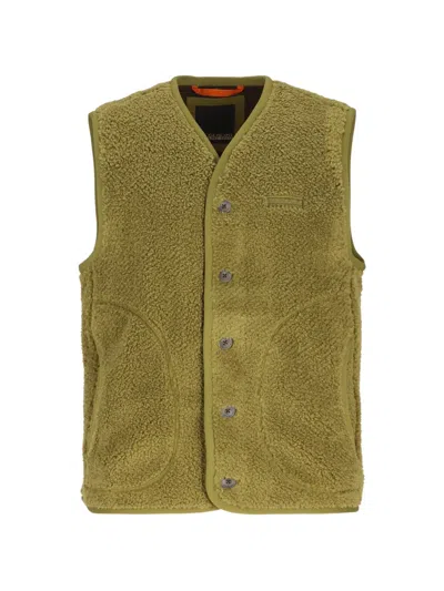 Napapijri Roldal Fleece-texture Logo-patch Gilet In Green