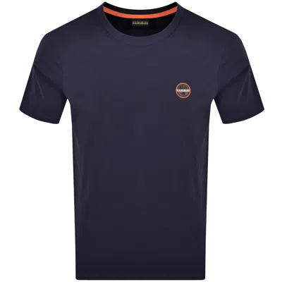 Napapijri S Badge T Shirt Navy In Blue