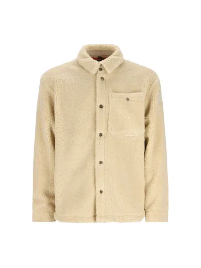 Napapijri Sherpa-style Fleece Shirt-jacket With Button-front Closure In Neutral