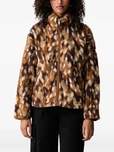 Napapijri Shima Patterned Fleece Jacket In 브라운