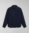 Napapijri Shirts Man  G-linen Ls Np0a4hq2 176 Marine Blue In Blue