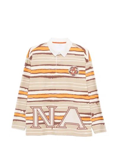 Napapijri Striped Logo Polo Shirt In Neutral