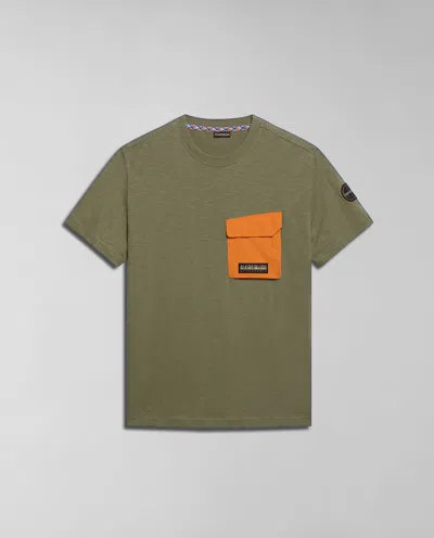 Napapijri T-shirt Man  S-tepees Np0a4hqj Gae1 Green Lichen