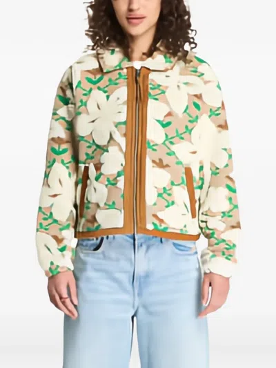 Napapijri T-bloom Floral-print Fleece Jacket In Neutral