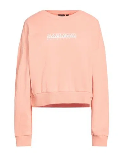 Napapijri Woman Sweatshirt Salmon Pink Size M Cotton, Polyester