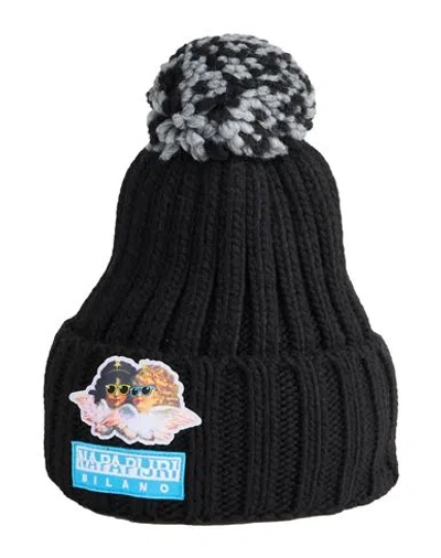 Napapijri X Fiorucci Woman Hat Black Size Onesize Acrylic, Wool, Polyamide, Viscose