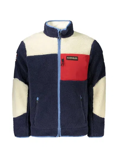Napapijri Yupik Colour-block Fleece Jacket In Blue