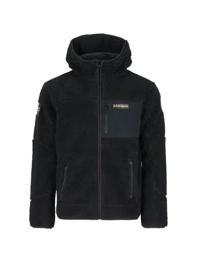 Napapijri Yupik Fleece Hooded Jacket In Black