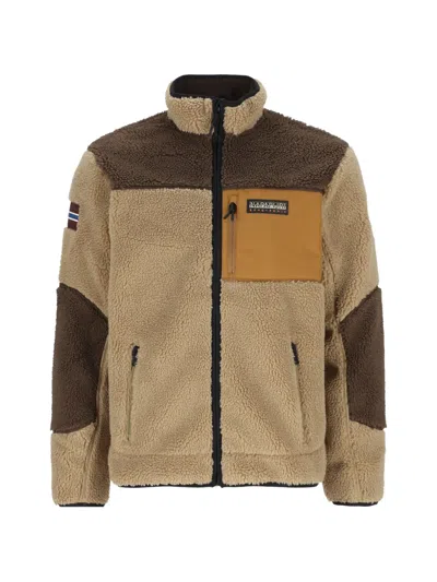Napapijri Yupik Panelled Fleece Jacket In Animal Print