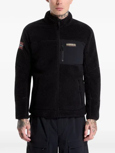 Napapijri Yupik Zip-up Fleece Sweater In Black