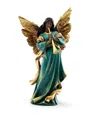 Napco African American Angel With Trumpet In Green,gold,black