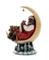 Napco African American Santa In Moon In Red,white,black,green