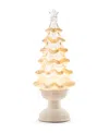 Napco Led Star Tree On Base Water Globe, 14 Inches In White,gold