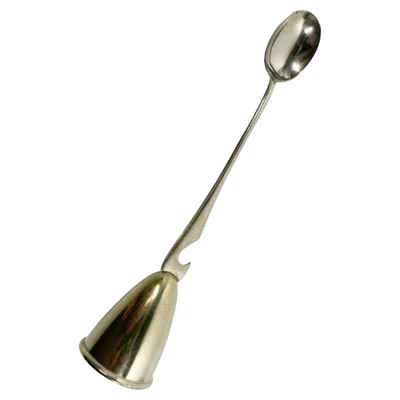 Pre-owned Napier Co. Art Deco Silver Plate Jigger, Bottle Opener, Stir Spoon Combination Bar Tool In Brown