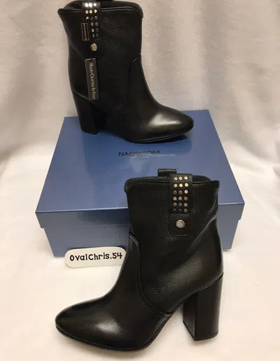 Pre-owned Napoleoni Italian Women's Sz 9,10,11 Foulard Calf Black Leather Boots