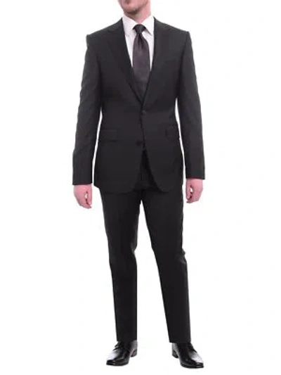 Pre-owned Napoli Classic Fit Solid Black Half Canvassed Wool Cashmere Blend Suit