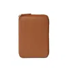 Nappa Dori Brown Zip Passport Case - Tan