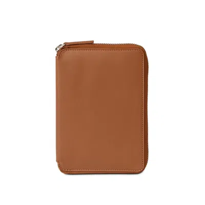 Nappa Dori Brown Zip Passport Case - Tan