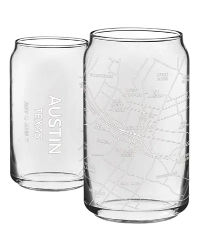 Narbo The Can Austin Map Everyday Glassware, Set Of 2 In White