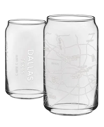 Narbo The Can Dallas Map Everyday Glassware, Set Of 2 In White