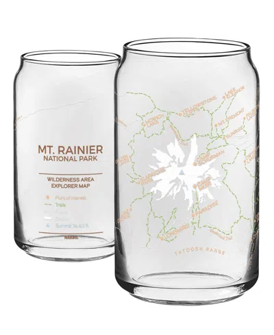 Narbo The Can Mt. Rainier Map Everyday Glassware, Set Of 2 In White