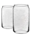 Narbo The Can Washington State Map 16 oz Everyday Glassware, Set Of 2 In White