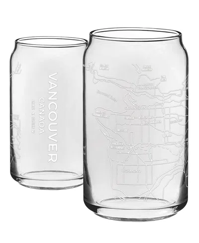 Narbo The Can Vancouver Map Everyday Glassware, Set Of 2 In White