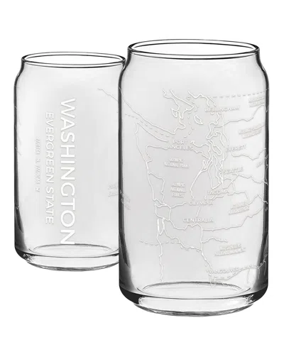 NARBO THE CAN WASHINGTON STATE MAP 16 OZ EVERYDAY GLASSWARE, SET OF 2