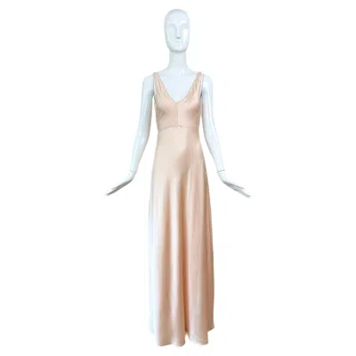 Pre-owned Narciso Rodriguez 2018 Silk Soft Pink/peach Gown Maxi Dress In Sand