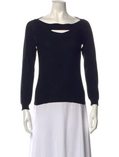 Pre-owned Narciso Rodriguez Asymmetrical Long Sleeve Top In Black