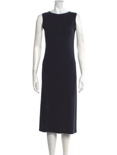 Pre-owned Narciso Rodriguez Bateau Neckline Midi Length Dress In Blue