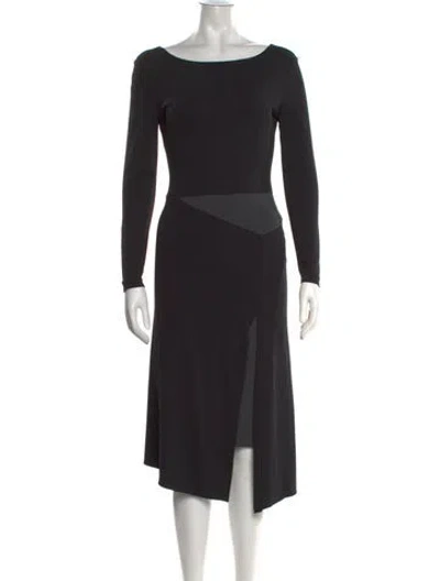 Pre-owned Narciso Rodriguez Bateau Neckline Midi Length Dress W/ Tags In Black