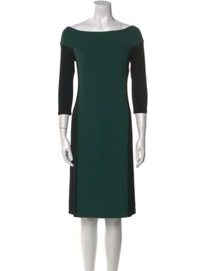Pre-owned Narciso Rodriguez Bateau Neckline Mini Dress In Green
