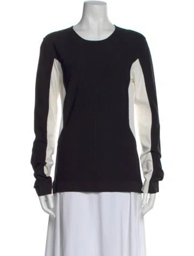 Pre-owned Narciso Rodriguez Colorblock Pattern Crew Neck Top In Black