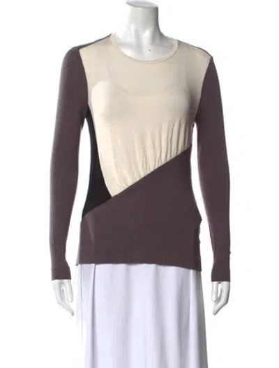 Pre-owned Narciso Rodriguez Colorblock Pattern Crew Neck Top In Gray