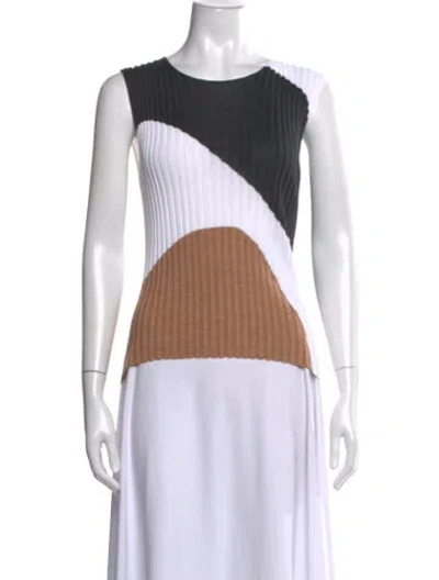 Pre-owned Narciso Rodriguez Colorblock Pattern Crew Neck Top In Grey/neutrals/white