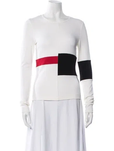 Pre-owned Narciso Rodriguez Colorblock Pattern Crew Neck Top In Neutrals