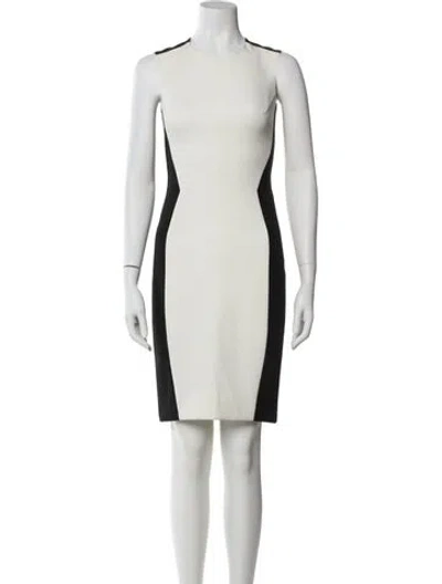 Pre-owned Narciso Rodriguez Colorblock Pattern Knee-length Dress In White