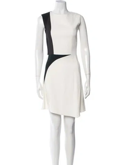 Pre-owned Narciso Rodriguez Colorblock Pattern Knee-length Dress In White