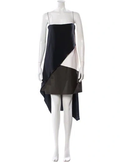 Pre-owned Narciso Rodriguez Colorblock Pattern Midi Length Dress In Black