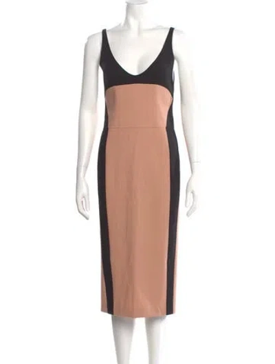 Pre-owned Narciso Rodriguez Colorblock Pattern Midi Length Dress In Pink