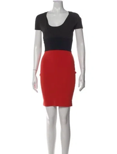Pre-owned Narciso Rodriguez Colorblock Pattern Mini Dress In Red