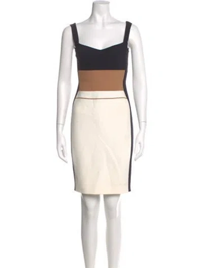Pre-owned Narciso Rodriguez Colorblock Pattern Mini Dress In White