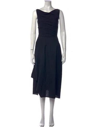 Pre-owned Narciso Rodriguez Cowl Neck Midi Length Dress In Blue