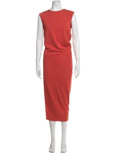 Pre-owned Narciso Rodriguez Crew Neck Long Dress In Orange